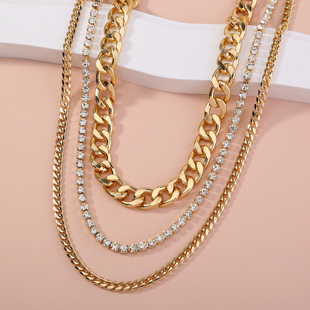 Fashion Classic 3 Layer Gold Color Chocker Necklaces